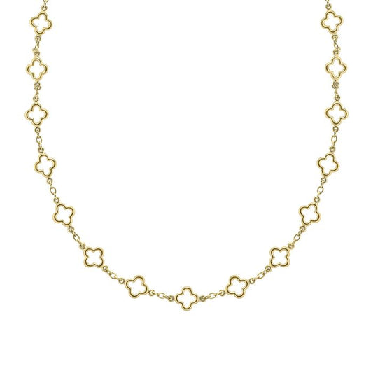 9ct Gold Quatrefoil Station Necklace