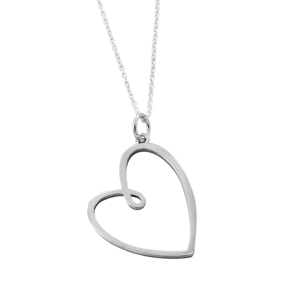 Silver looped heart necklace