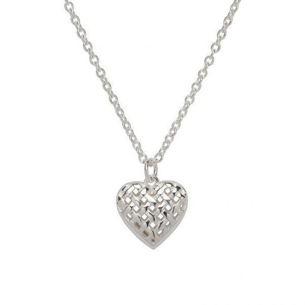 Silver Lattice heart pendant