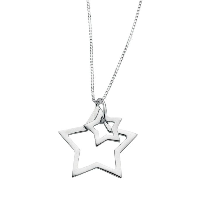 Silver Double star necklace