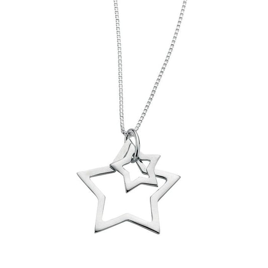 Silver Double star necklace