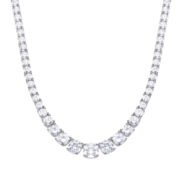 Diamonfire silver and cubic zirconia graduated tennis necklace.