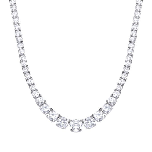 Diamonfire silver and cubic zirconia graduated tennis necklace.