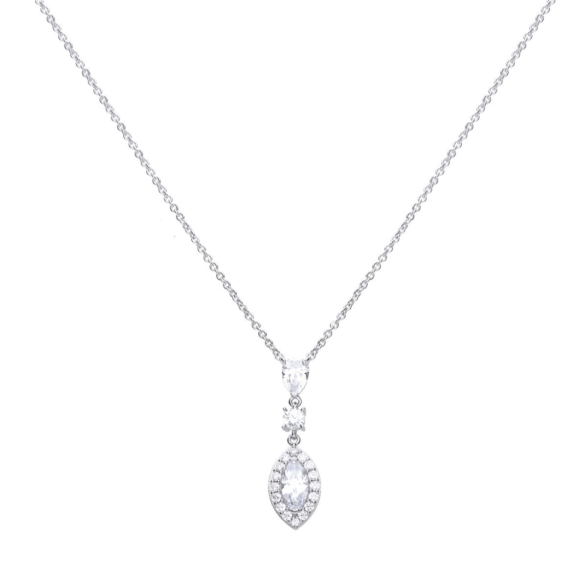 Diamonfire silver and cubic zirconia marquise and pave pendant