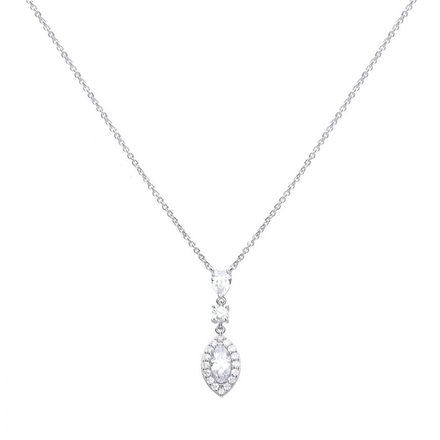 Diamonfire silver and cubic zirconia teardrop round and marquise drop pendant