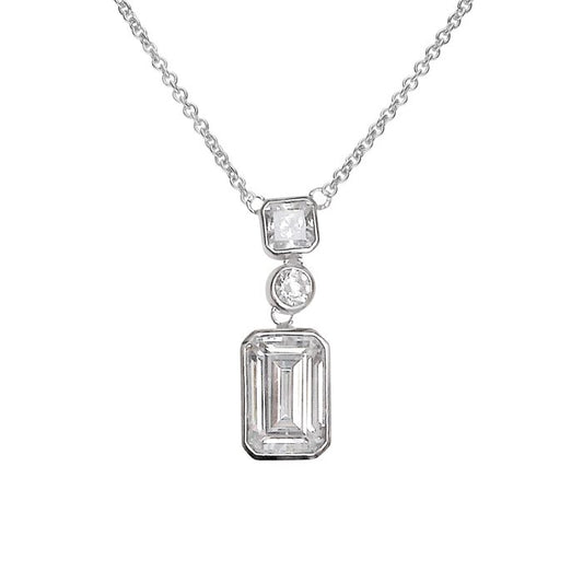 Diamonfire Silver and cubic zirconia three stone pendant