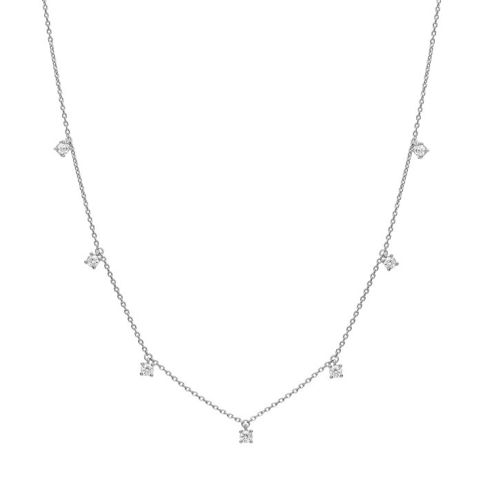Diamonfire Silver and Cubic Zirconia four claw set station necklace