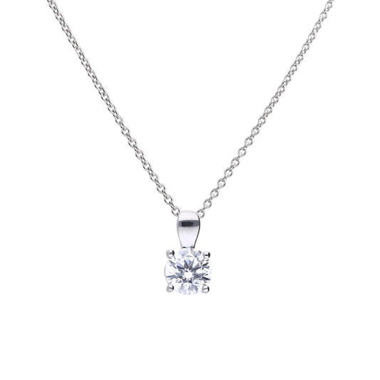Diamonfire silver and cubic zirconia round pendant 1ct.