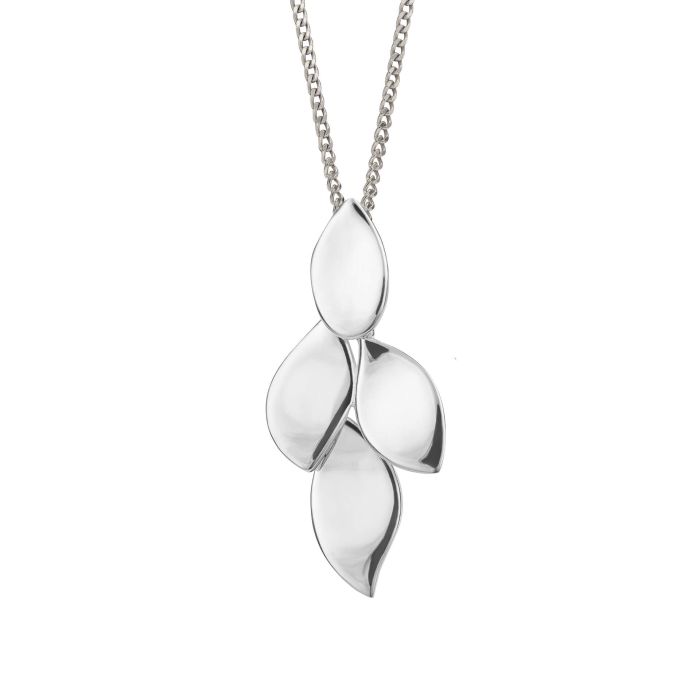 Silver Flowing Petals Drop Pendant