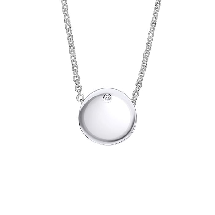 D for Diamond silver and diamond circle pendant.