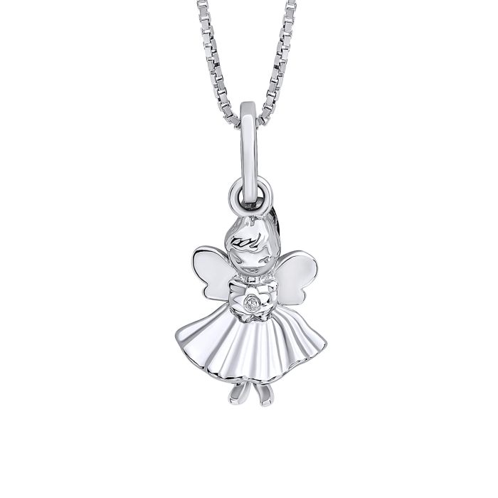 D for diamond silver and diamond fairy pendant.