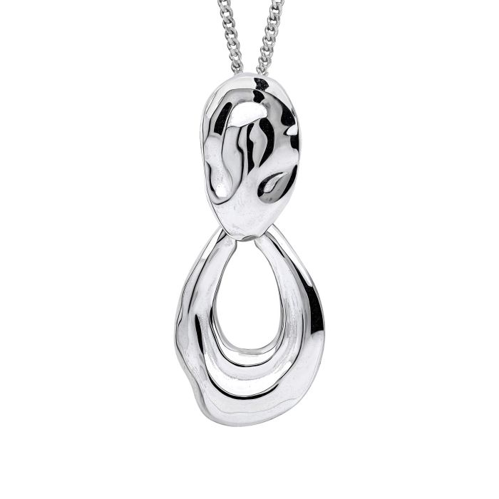 Silver Molten Oval Doorknocker Drop Pendant