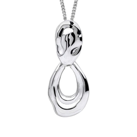Silver Molten Oval Doorknocker Drop Pendant