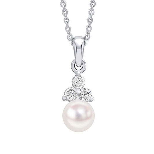 Silver Shell Pearl Drop Pendant with Cubic Zirconia
