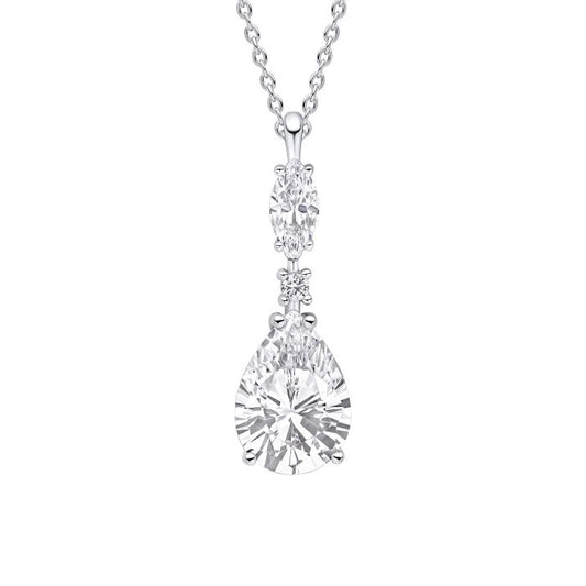 Diamonfire Silver Teardrop Pendant