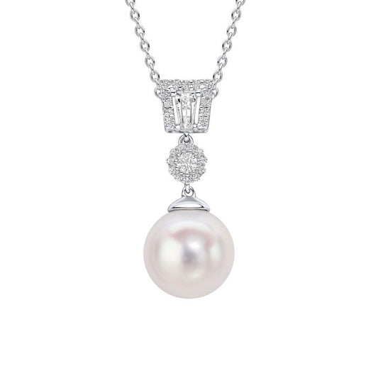 Diamonfire Silver Pearl Drop Pendant