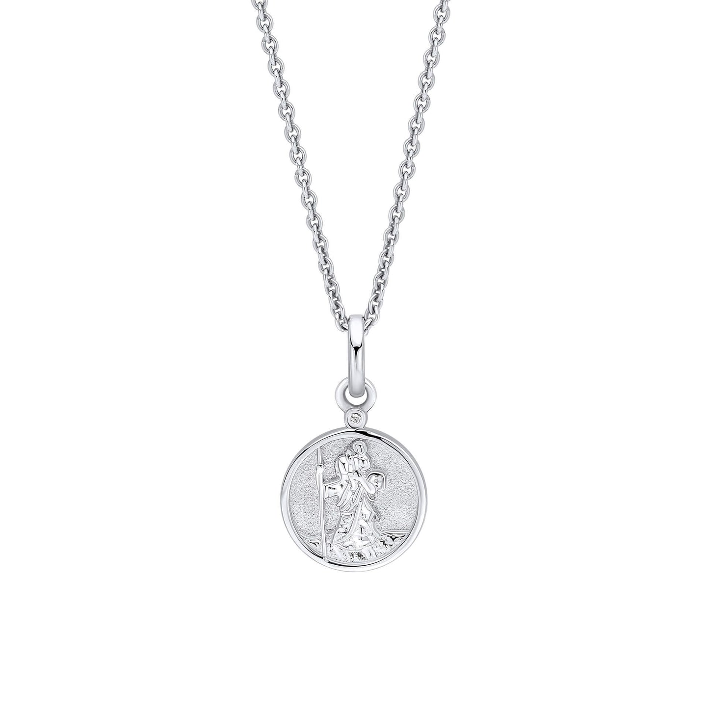 D For Diamond Silver Saint Christopher with Diamond Pendant