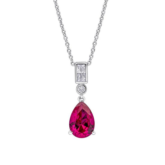 Diamonfire Silver and Red teardrop Cubic Zirconia pendant