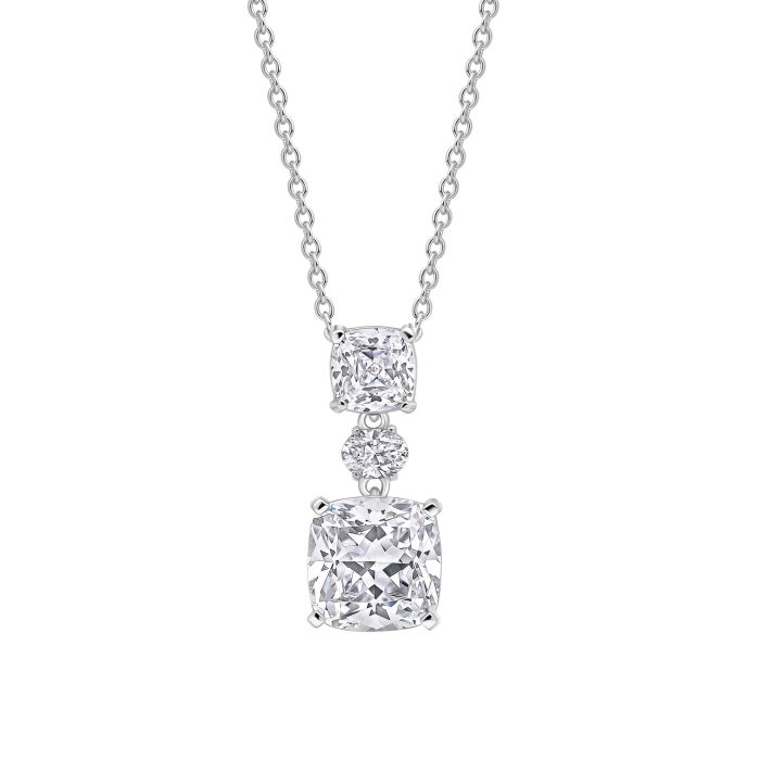 Diamonfire Silver and cushion cut Cubic Zirconia drop necklace.