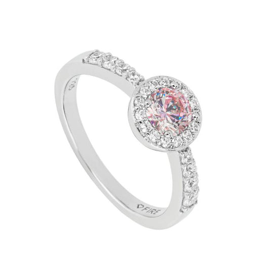 Diamonfire Silver cluster ring with pink and white cubic zirconia