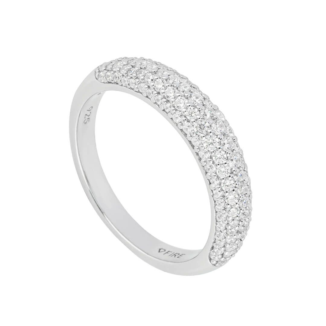 Diamonfire Silver and Cubic Zirconia pave set dome ring