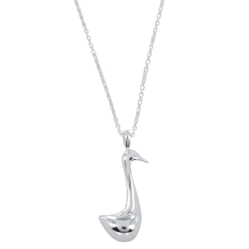 Silver runner duck necklace