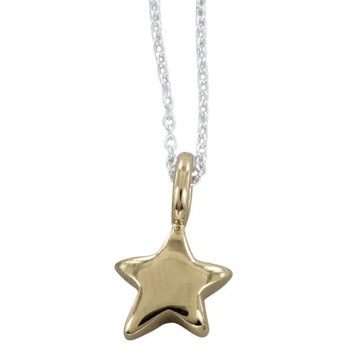 Silver star necklace with yellow gold detail