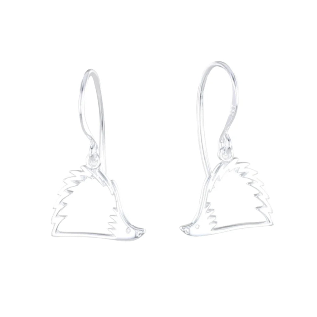 Silver Hedgehog drop earrings