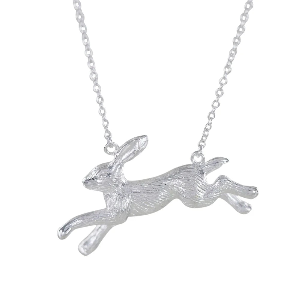 Silver running Hare necklace
