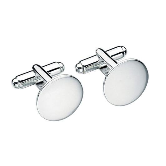 Plain round silver cufflinks
