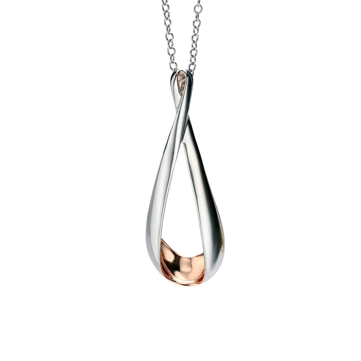 Fiorelli Silver And Rose Gold plated Detail Long twist Pendant