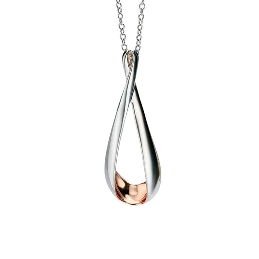 Fiorelli Silver And Rose Gold plated Detail Long twist Pendant