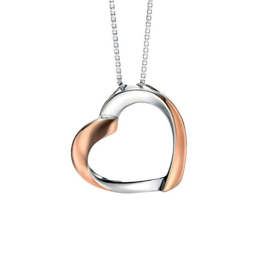 Fiorelli Silver And Rose Gold plated Detail open Heart Pendant
