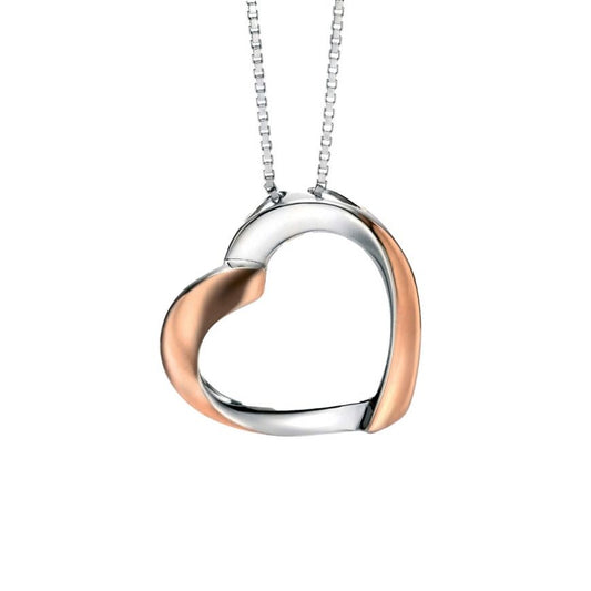 Silver And Rose Gold plated Detail open Heart Pendant