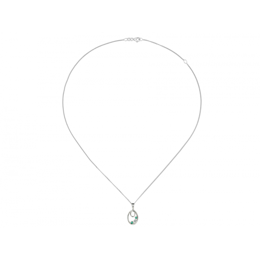 Silver, Emerald and Cubic Zirconia circular necklace