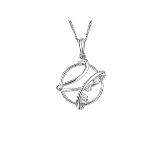 Silver And Cubic Zirconia Circle Pendant
