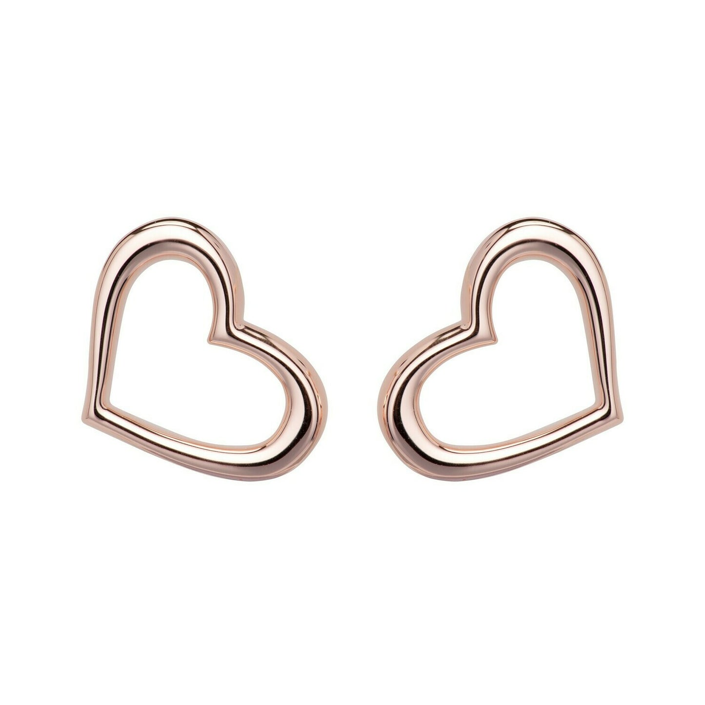 Silver with rose gold detail open heart stud earrings