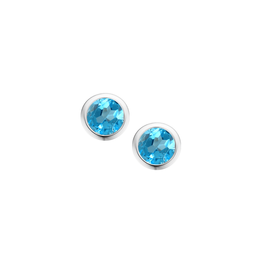 Silver and Blue Topaz rubset stud earrings