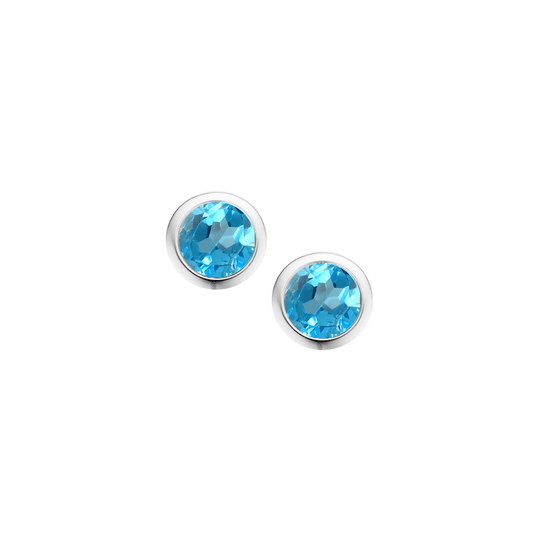 Silver and Blue Topaz rubset stud earrings