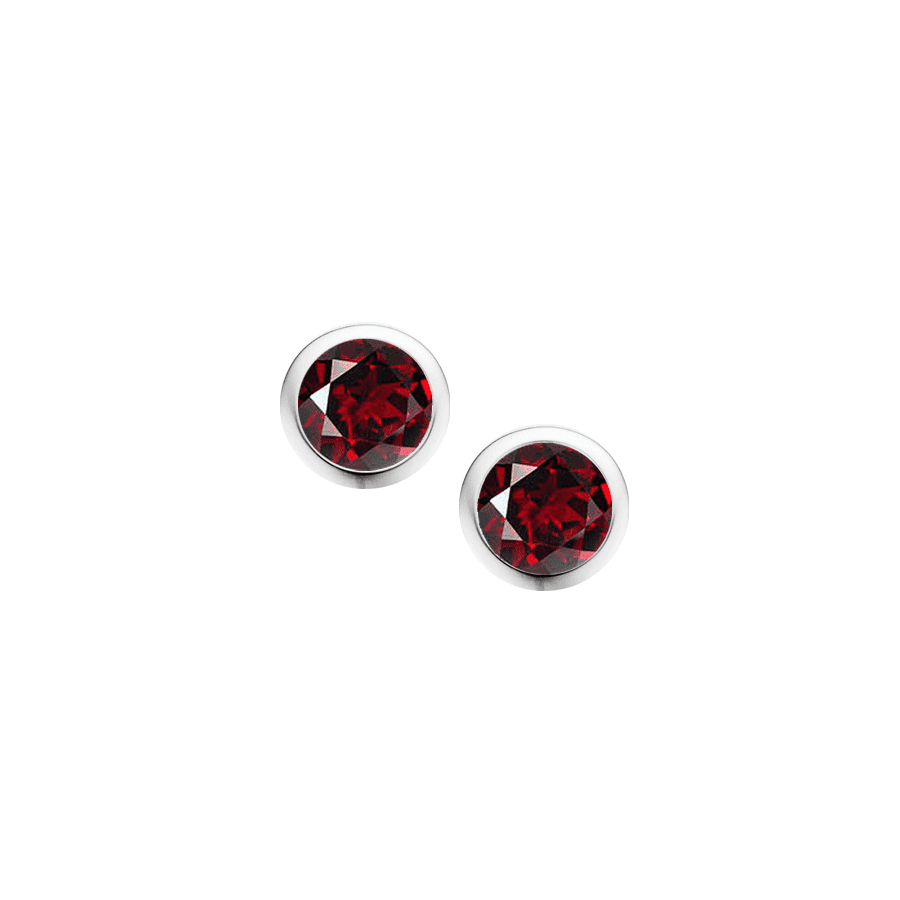 Silver and Garnet round rubset stud earrings