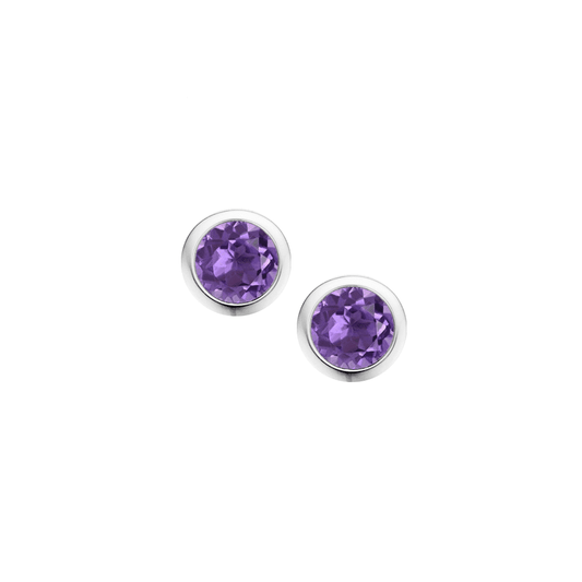 Silver and Amethyst rubset stud earrings