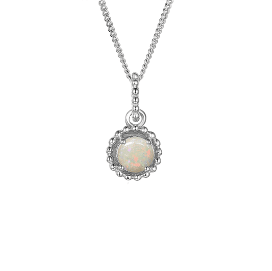 Silver and Opal beaded round pendant