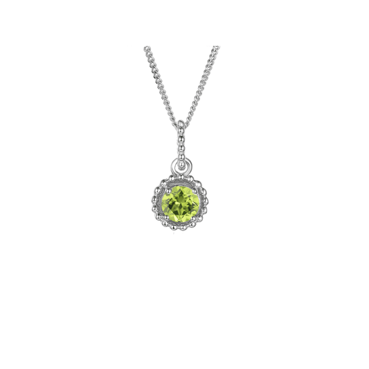 Silver and Peridot beaded round pendant