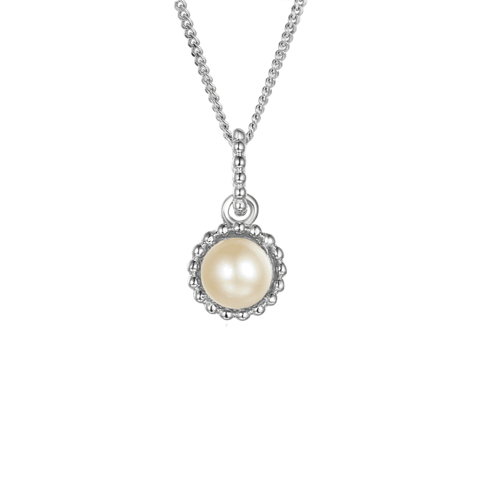 Silver and Pearl beaded round pendant