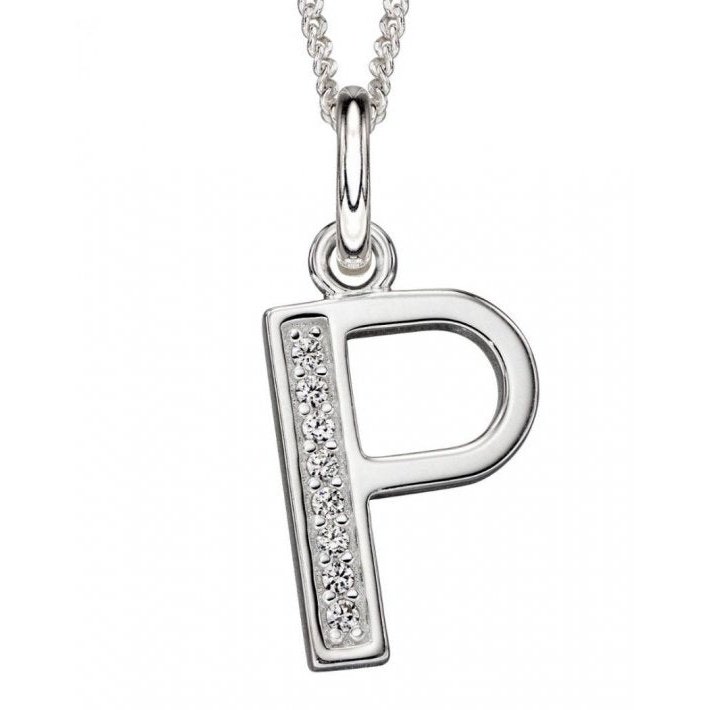 Silver And Cubic Zirconia Initial Pendant (P)
