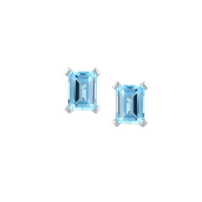 Silver & Blue Topaz Stud Earrings