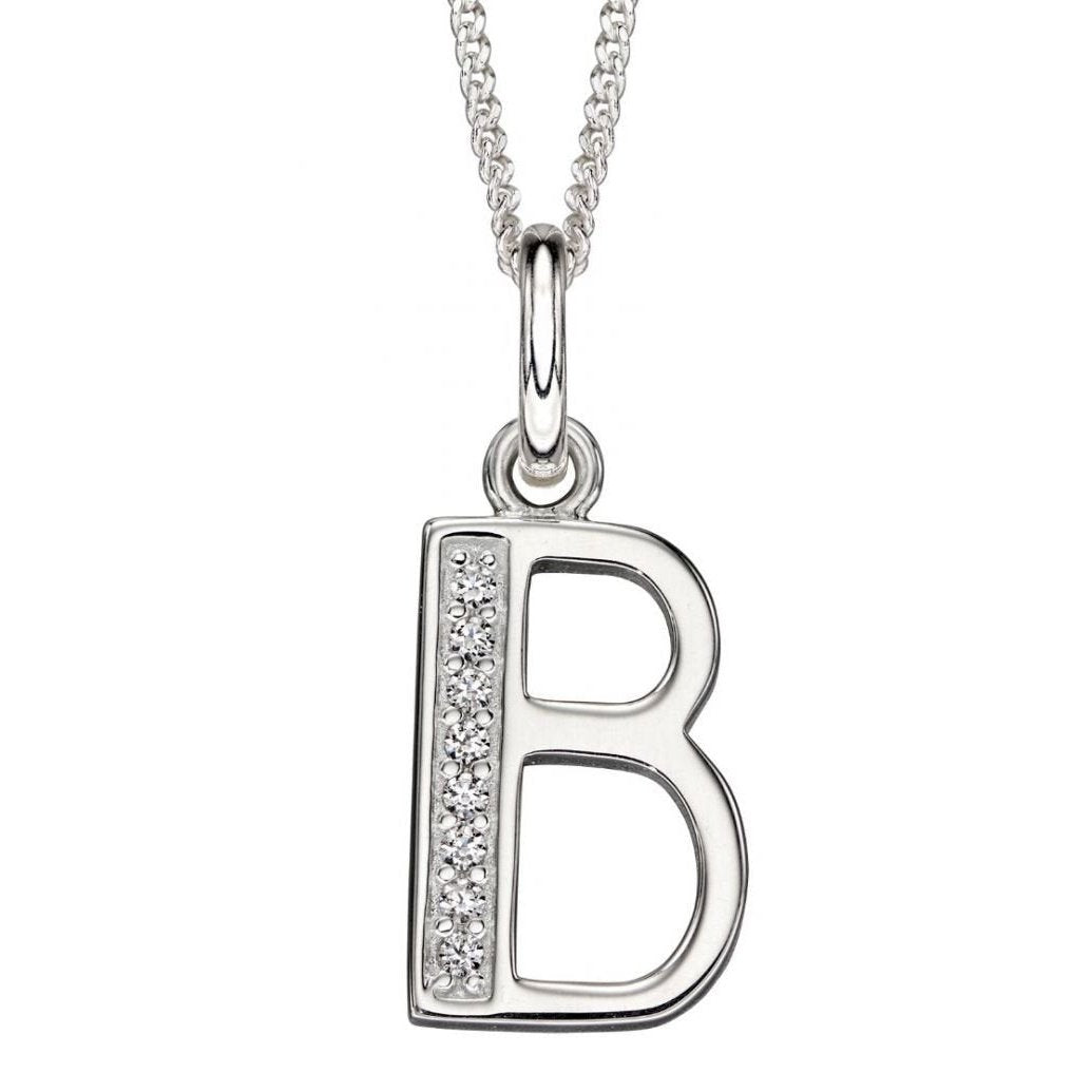 Silver And Cubic Zirconia Initial Pendant (B)