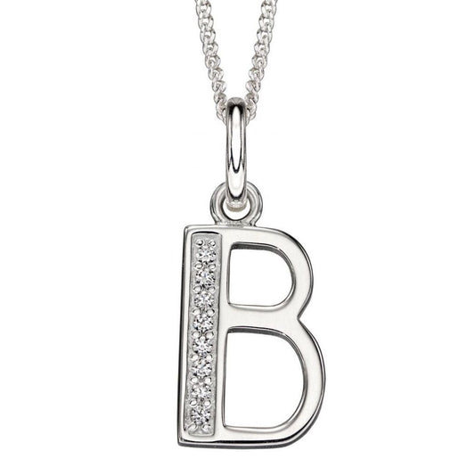 Silver And Cubic Zirconia Initial Pendant (B)