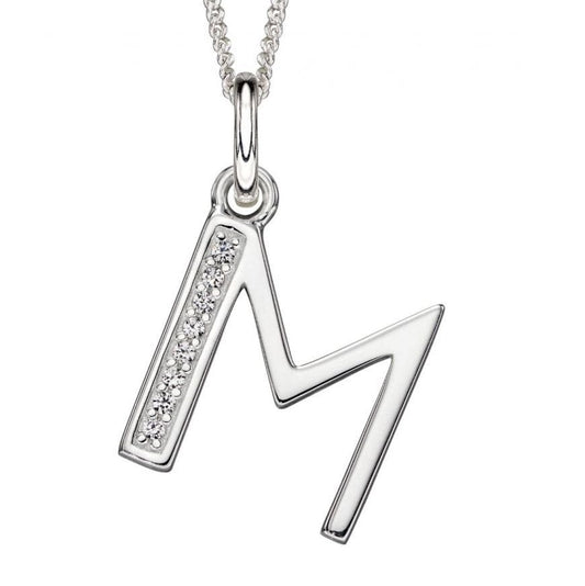 Silver and Cubic Zirconia Initial Pendant (M)