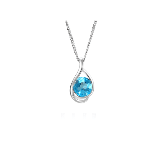 Silver and Blue Topaz teardrop pendant